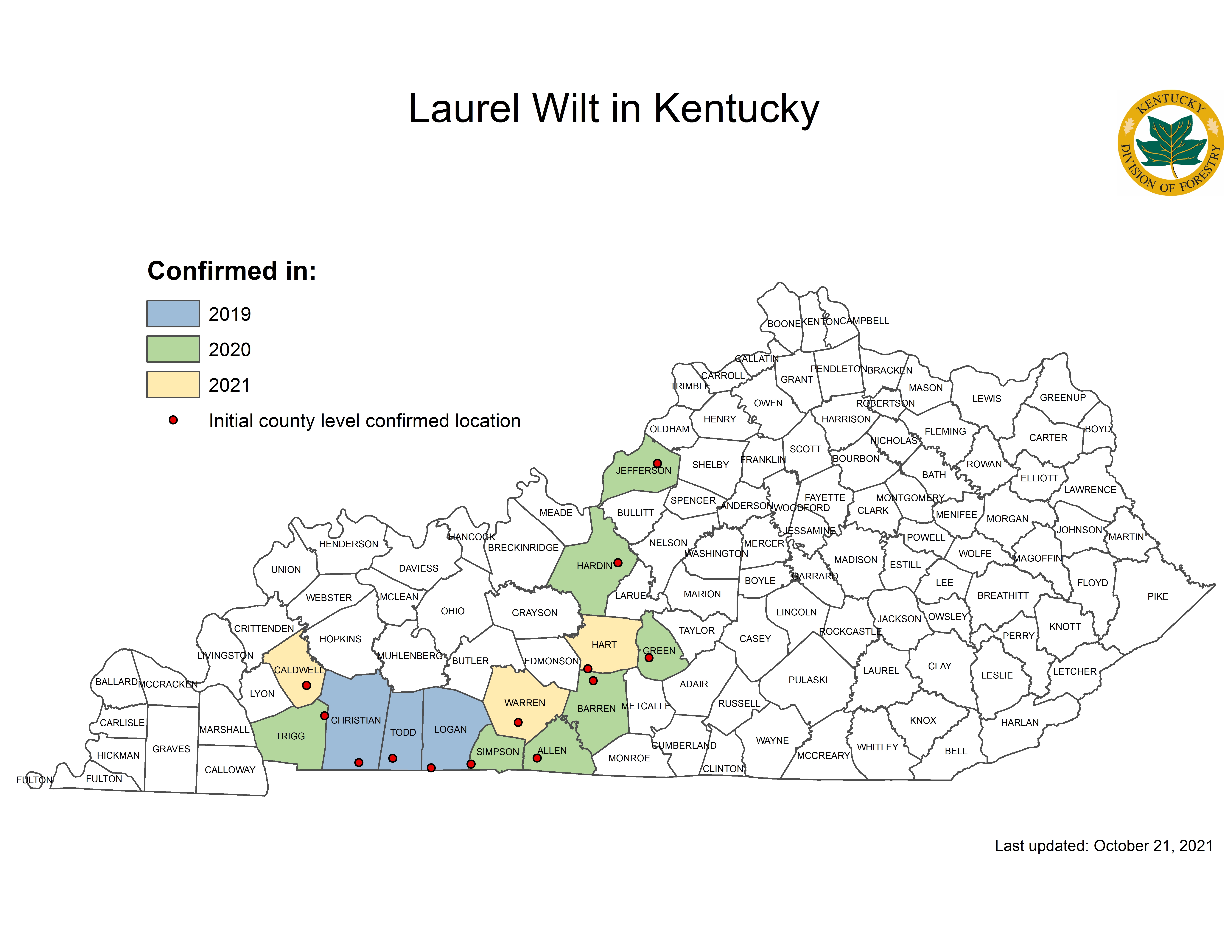 Laurel Wilt Disease Map